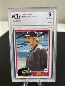 1981 Topps Kirk Gibson RC #315 Detroit Tigers Rookie Card BCCG 9 Near Mint - Picture 1 of 2