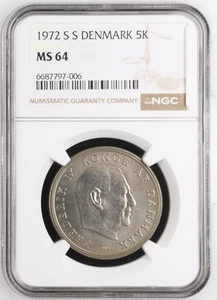 Denmark 5 Kroner 1972 SS NGC MS 64 - Picture 1 of 2