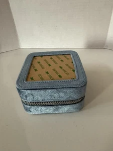 RACHEL BARRI Needlepoint SELF FINISHING Square JEWELRY ORGANIZER Lgt Blue Velvet - Picture 1 of 11