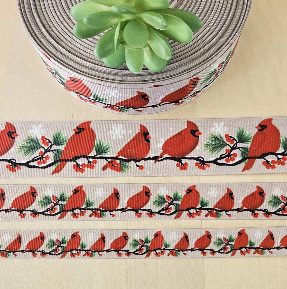 5/8, 7/8 y 1.5" (1 YD) Cinta Cardenal Roja Cardenal Navidad Cardenal Foto 1 de 1