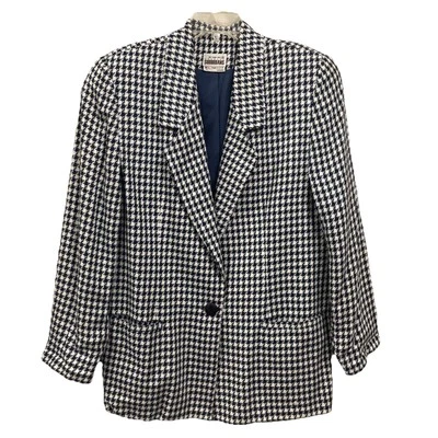 Country Suburbans Vintage 1980’s Houndstooth Navy White Blazer Women’s 10 - Image 1 of 4