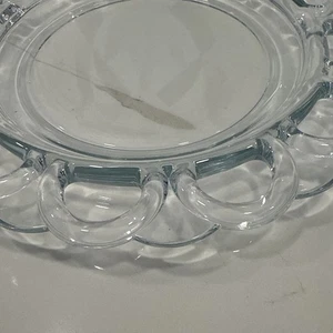 Heavy Clear Glass Cake Plate Scalloped Open Lace Edge 12" diameter - Picture 1 of 5