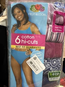 Fruit of the Loom intimo donna 6 pezzi cotone taglio alto taglia 8/XL - Foto 1 di 2