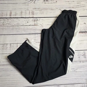 Nike Gray Tag Black Polyester Windbreaker Pants Youth XL Ankle Zip Swoosh Lined - Picture 1 of 9