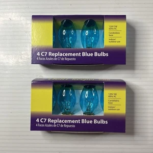 New ! 2x 4PK C7 Replacement Bulbs - Blue Bulbs indoor/outdoor use - Picture 1 of 6