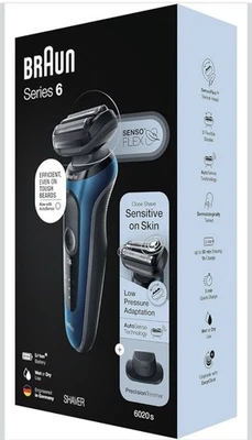Braun Rasoio Serie 6  Ricaricabile con Tecnologia SensoFlex Blu/Nero 61-B1200S - Immagine 1 di 4