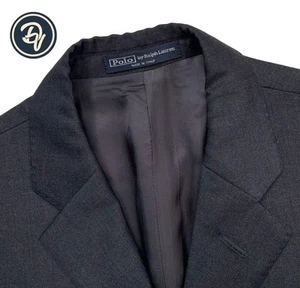 Mens 40 R Polo by Ralph Lauren ITALY Solid Charcoal Grey Wool Blazer - Picture 1 of 14