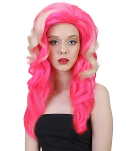 Adult Women’s anime-themed Blonde and Pink Ombre Wavy Bob Wig Synthetic Fiber - Picture 1 of 10