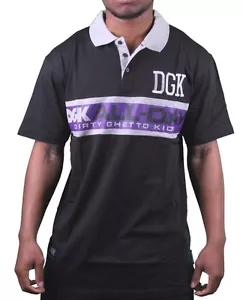 DGK Skateboarding All Day Black Grey Purple Sport Polo Shirt Dirty Ghetto Kids - Picture 1 of 2