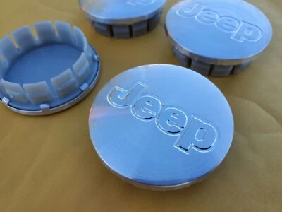 Jeep Set of 4 Brushed Silver Wheel Center Caps Liberty Grand Cherokee Wrangler Foto 1 de 3