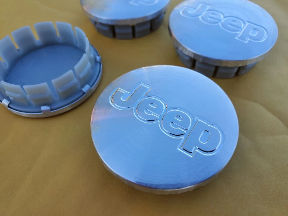 Jeep Set of 4 Brushed Silver Wheel Center Caps Liberty Grand Cherokee Wrangler - Image 1 of 3