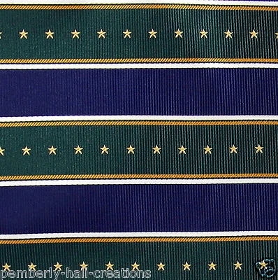 Men's Striped Pocket Square Stars & Stripes Handkerchief Navy Blue & Green Hanky - Image 1 of 3