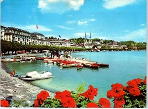Barche sul lago di Lucerna e veduta della città di Lucerna, Svizzera Cartolina - Foto 1 di 2