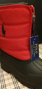 Polo Ralph Lauren BNEW Waterproof Insulated Winter Boots. Black & Red size 10UK - Picture 1 of 7
