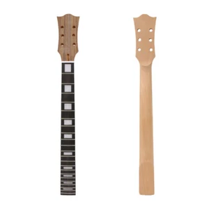 Cuello de guitarra eléctrica sin terminar 22 trastes 24,75 pulgadas diapasón ébano incrustación de bloque - Imagen 1 de 8
