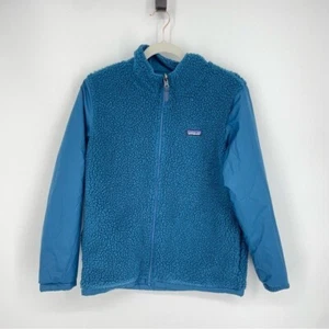 Patagonia boys fleece jacket teal blue Sz XL 14 - Picture 1 of 12