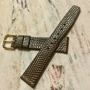 Kurzes Original Royal Lizard 18mm Vintage Uhrenarmband verjüngt sich auf 14mm Schnallenende - Bild 1 von 5