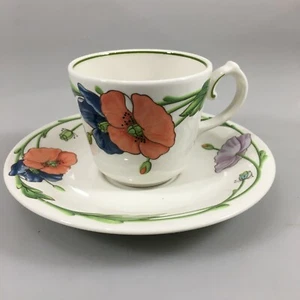 Juego de platillos de porcelana Villeroy & Boch Amapola 10 oz azul naranja amapola vintage - Imagen 1 de 7