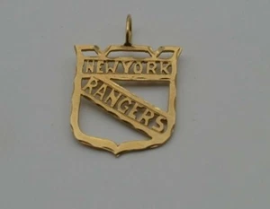 14K YELLOW GOLD NEW YORK RANGERS NHL LOGO SPORTS CHARM PENDANT (CH638) - Picture 1 of 2