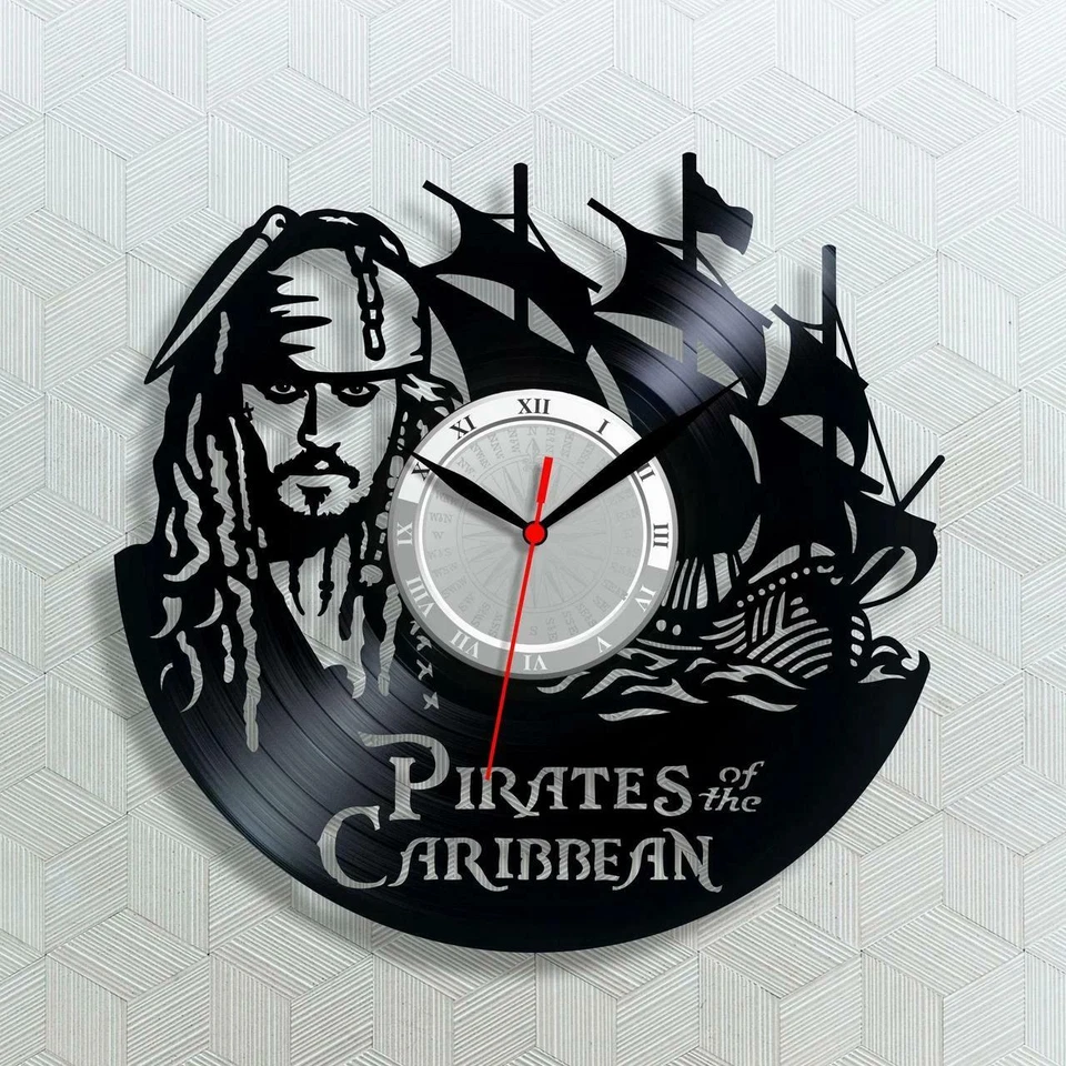 Piratas del Caribe Vinilo Reloj de Pared Disco Reloj Regalo Decoración Reloj Silencioso Foto 1 de 1