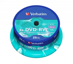 Verbatim 43639 DVD-RW SERL 4.7GB 4X Matt Silver 25 Pack - Afbeelding 1 van 1