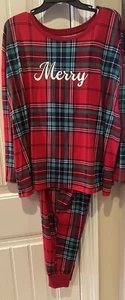 Joyspun Donna Merry Xmas LS Sleep Top & Jogger 2 Pezzi PJ Set 2X (18W-20W) Nuovo con etichette - Foto 1 di 7
