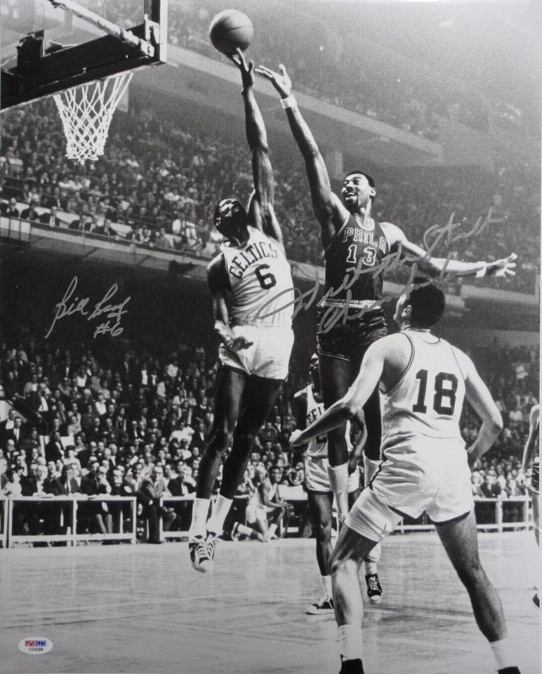 WILT CHAMBERLAIN - BILL RUSSELL - 8 X 10 光面签名照片翻印 — 第 1/1 张图片