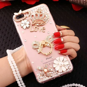 2021 Glitter Diamond Bling Rhinestone Crystal Handmade Sparkle Rubber Phone Case - Picture 1 of 7