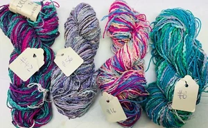 Lucci Yarns Tahiti Lot of 4 Samples Viscose/Wool/Cotton New No Labels#1 - Picture 1 of 4