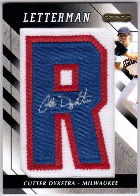 Cutter Dykstra 2008 Razor Letterman "R" #CTDR Autograph Patch 3/20 - Image 1 of 2