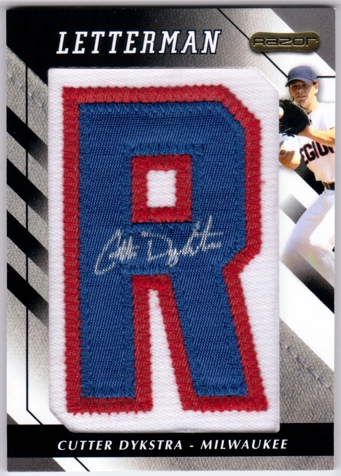 Cutter Dykstra 2008 Razor Letterman "R" #CTDR Autograph Patch 3/20 - Image 1 of 2