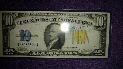 FR-2309 $10 1934 A Silver Certificate North Africa Uncirculated Yellow Seal. - Image 1 of 4