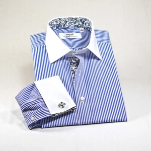 Blue Stripe Winchester Formal Business With Floral Inner Lining Professional - Picture 1 of 9