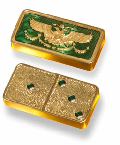 Azulejo de dominó único chapado en oro de 24 k original Franklin Mint House of Fabergé 3-1 - Imagen 1 de 1