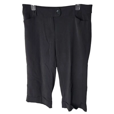 Pantalón capri Tracy Evans para mujer talla 9 negro liso Foto 1 de 4