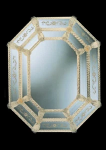 Specchio in Vetro di Murano con oro zecchino 24 fatto a mano in Italia 65x80 cm - Picture 1 of 6