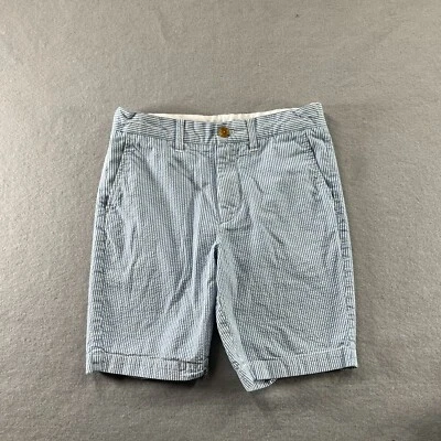 Pantalones Cortos Crewcuts Niños Talla 10 Azul Blanco Seersucker Cintura Ajustable Stanton Foto 1 de 4