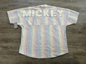 NEW Disney Spirit Jersey Large Pullover T Shirt Pride Monogram Mickey Mouse Logo - Picture 1 of 8