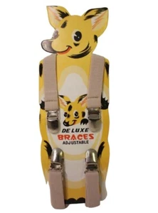 Vintage 1960's 70's Kids Off-White Elastic Suspenders Braces Cute Package NOS - Picture 1 of 3