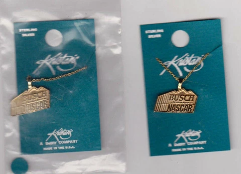 2 SAME Busch Beer NASCAR Kristan's DeBry USA Sterling Silver Charm Necklaces Cover