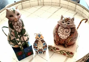 Lot Of 3 Jim Shore Cats- Felicity & Elijah+ 1Ornament Heartwood Creek Enesco - Picture 1 of 6