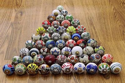 20 LOT Ceramic Door Knob Handles Pull ARTY MULTI COLOURED Cupboard Drawer Knobs - Image 1 of 3