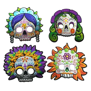 Shiny Felt Day of the Dead Horror Face Mask Halloween Fancy Dress Scary Costume - Picture 1 of 69