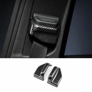 Carbon Fiber Seat Belt Adjustment Cover Trim 2PCS For Benz C-Class ABS 2015-2021 - Picture 1 of 10