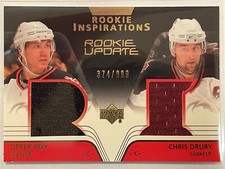 2003-04 Upper Deck Rookie Update Derek Roy/Chris Drury Jerseys RC /999 #173
