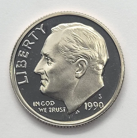 1990 S Cameo Proof Roosevelt Dime Bright and Shiny FREE SHIPPING!! Cover