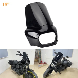 Parabrisas negro de 15" de altura con carenado de faros para Harley Fat Bob FXFB 2018-19 - Imagen 1 de 9