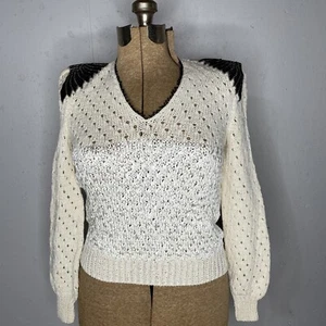 Kenneth und Cooper Vintage Pullover 80er Medium Pailletten Schulterpolster gebraucht - Bild 1 von 12
