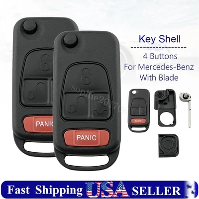 2 flip controle remoto chaveiro estojo 4b para Mercedes Benz ML 320 430 500 SLK 230 320 - Imagem 1 de 4