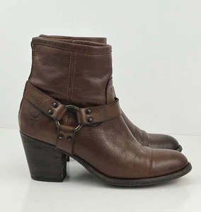 Frye Tabitha Arnés Botines Cuero Marrón Botas Tacones Mujer’s 8.5 B - Imagen 1 de 11